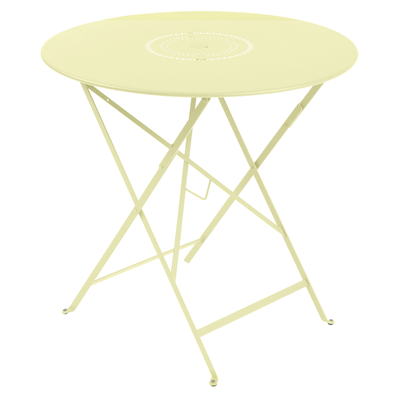 Load image into Gallery viewer, Fermob Floreal Folding Table Ø77 cm in Frosted Lemon – round folding garden table in powder-coated steel