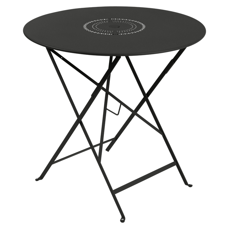 Load image into Gallery viewer, Fermob Floreal Folding Table Ø77 cm in Liquorice – round folding garden table in powder-coated steel