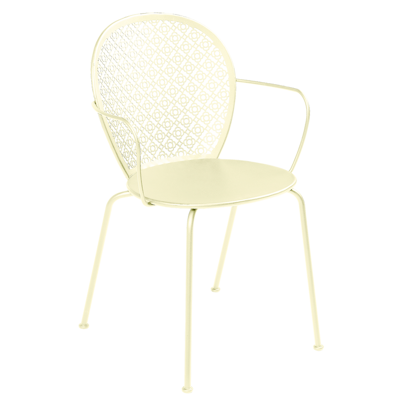 Load image into Gallery viewer, Fermob Lorette Armchair in Frosted Lemon – romantic metal garden armchair in powder-coated steel