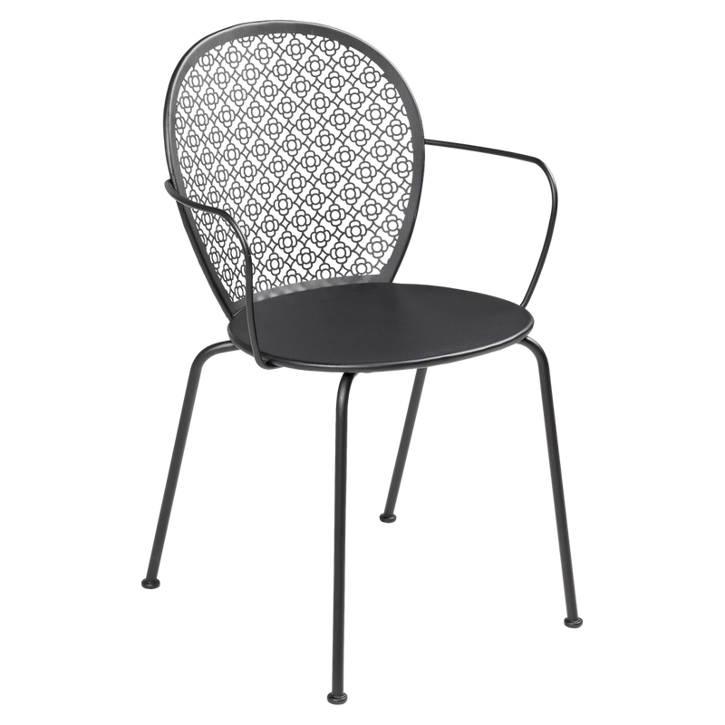 Load image into Gallery viewer, Fermob Lorette Armchair in Liquorice – romantic metal garden armchair in powder-coated steel