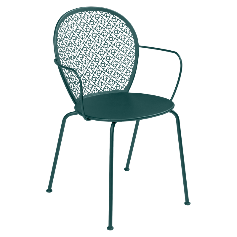 Load image into Gallery viewer, Fermob Lorette Armchair in Storm Grey – romantic metal garden armchair in powder-coated steel