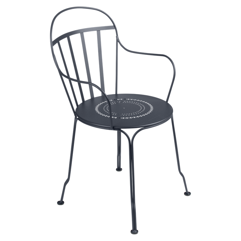 Load image into Gallery viewer, Fermob Louvre Armchair in Anthracite – stackable metal garden armchair in powder-coated steel