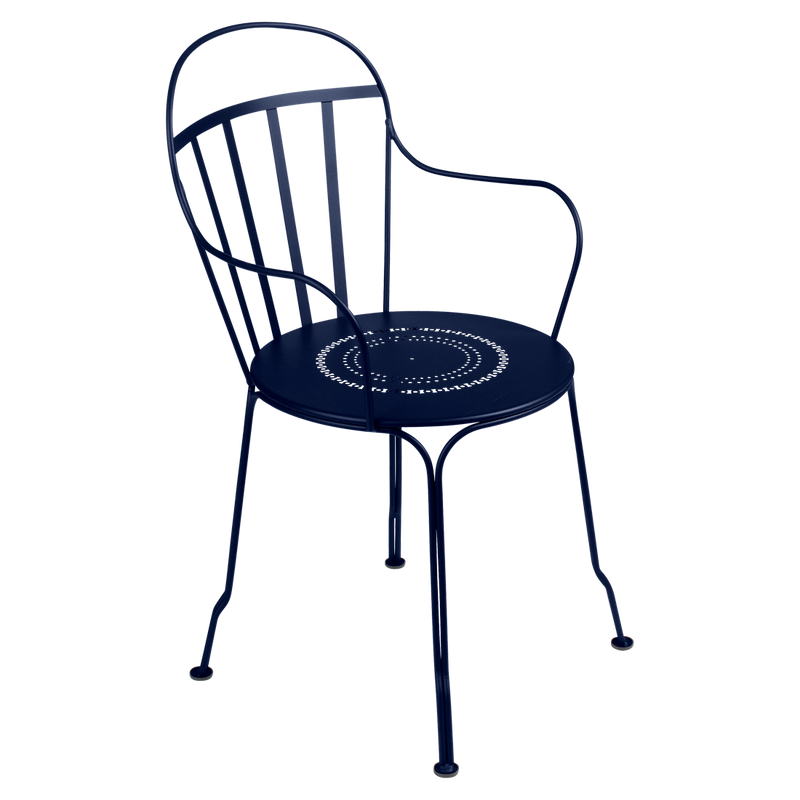 Load image into Gallery viewer, Fermob Louvre Armchair in Deep Blue – stackable metal garden armchair in powder-coated steel
