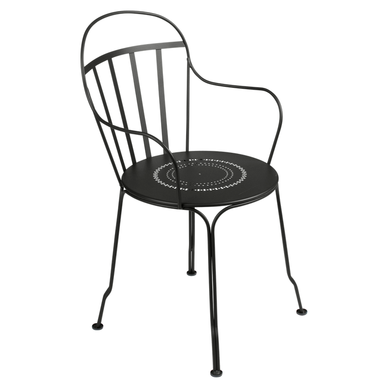 Load image into Gallery viewer, Fermob Louvre Armchair in Liquorice – stackable metal garden armchair in powder-coated steel
