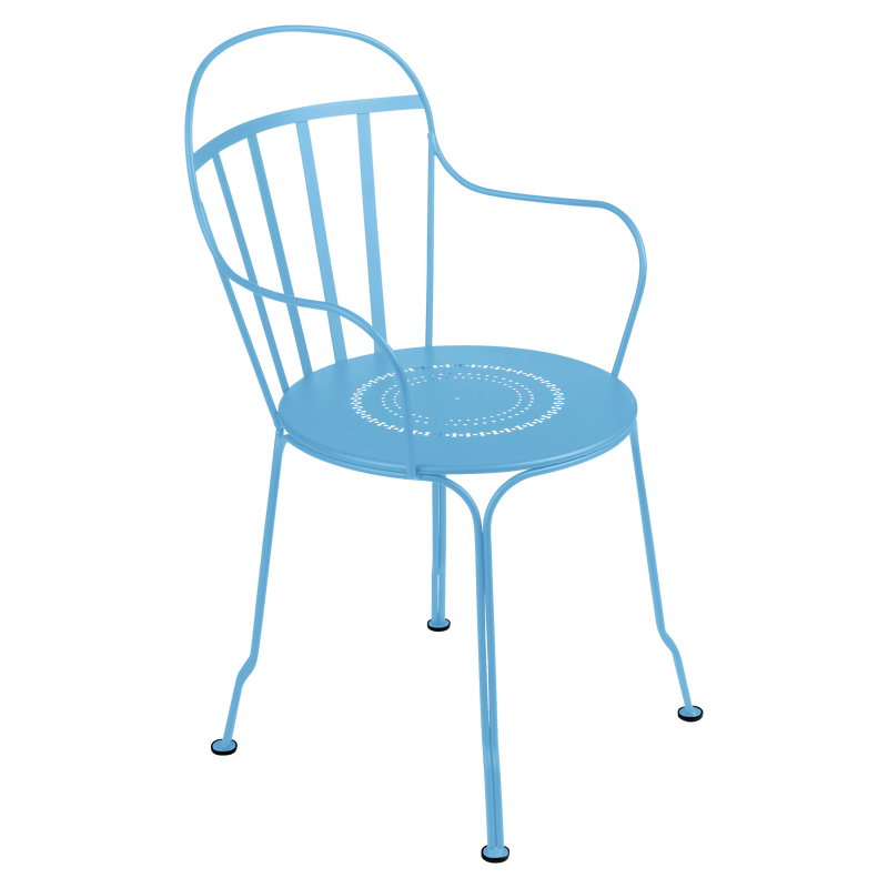 Load image into Gallery viewer, Fermob Louvre Armchair in Maya Blue – stackable metal garden armchair in powder-coated steel
