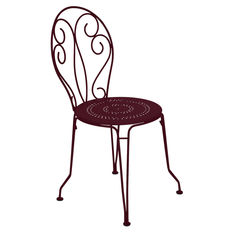Load image into Gallery viewer, Fermob Montmartre Chair in Black Cherry – stackable steel bistro garden chair with scrollwork back