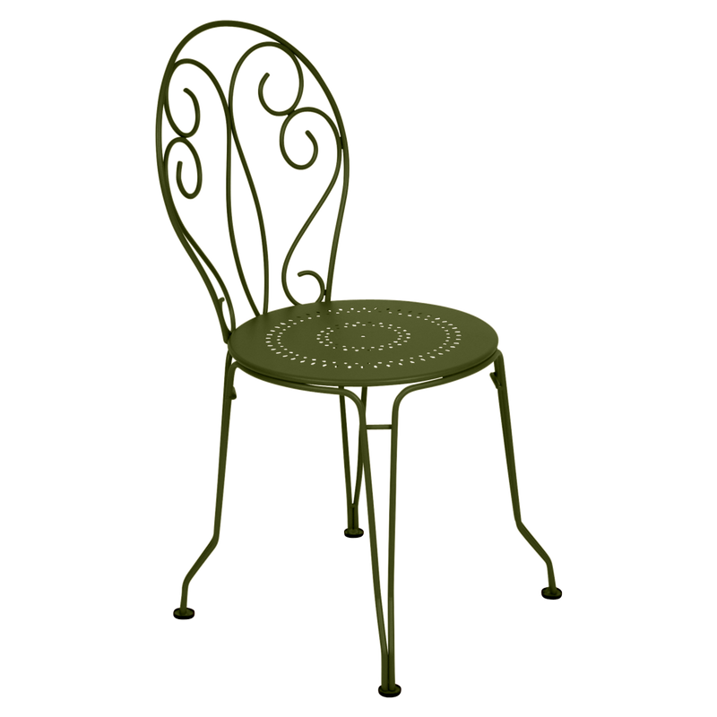 Load image into Gallery viewer, Fermob Montmartre Chair in Pesto Green – stackable steel bistro garden chair with scrollwork back