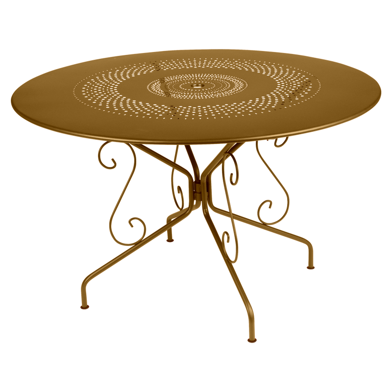 Load image into Gallery viewer, Fermob Montmartre Table Ø117 cm in Gingerbread – large round perforated steel garden table Ø 117 cm