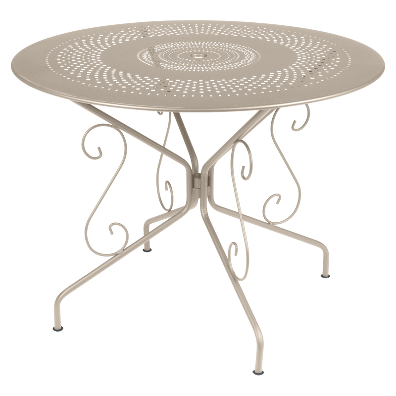Load image into Gallery viewer, Fermob Montmartre Table Ø96 cm in Nutmeg – round perforated steel garden table Ø 96 cm