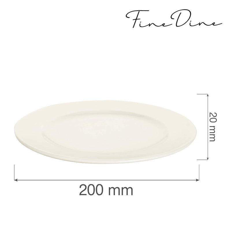 Load image into Gallery viewer, Fine Dine Crema flat shallow plate, 200mm diameter, ceramic dinnerware with smooth, minimalist design for serving and presentation.