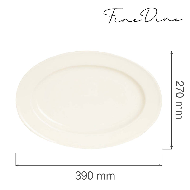 Load image into Gallery viewer, Oval platter from Fine Dine, 390x270mm, ceramic dish with a smooth, glossy finish, perfect for serving food.