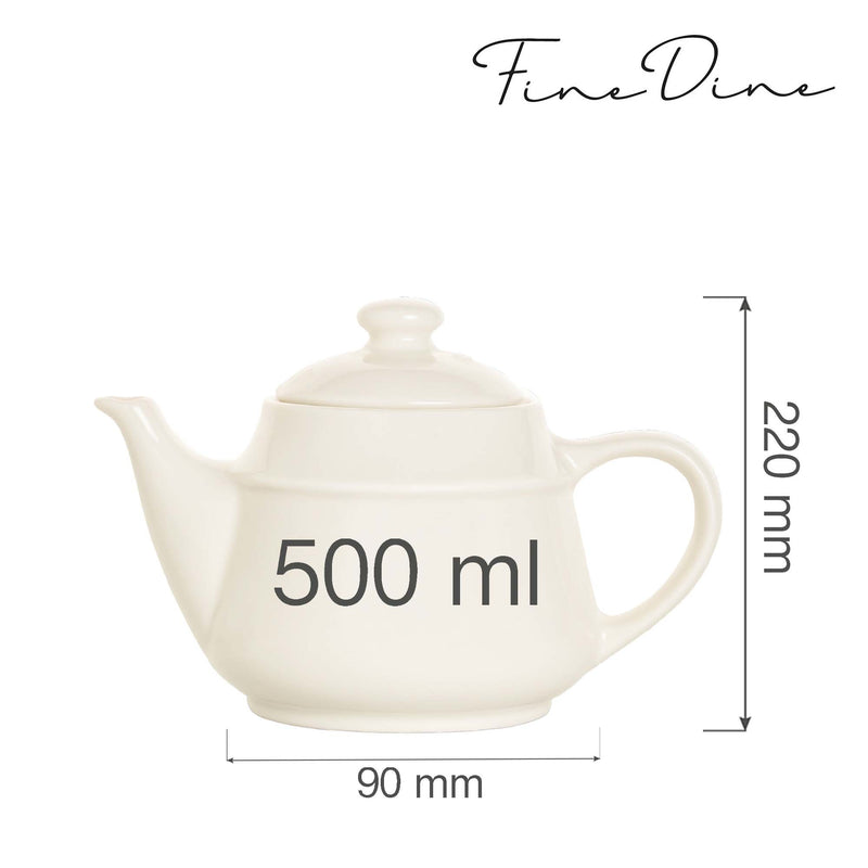 Load image into Gallery viewer, Fine Dine Crema teapot jug, 500ml, ceramic with a smooth white finish, suitable for serving hot beverages.