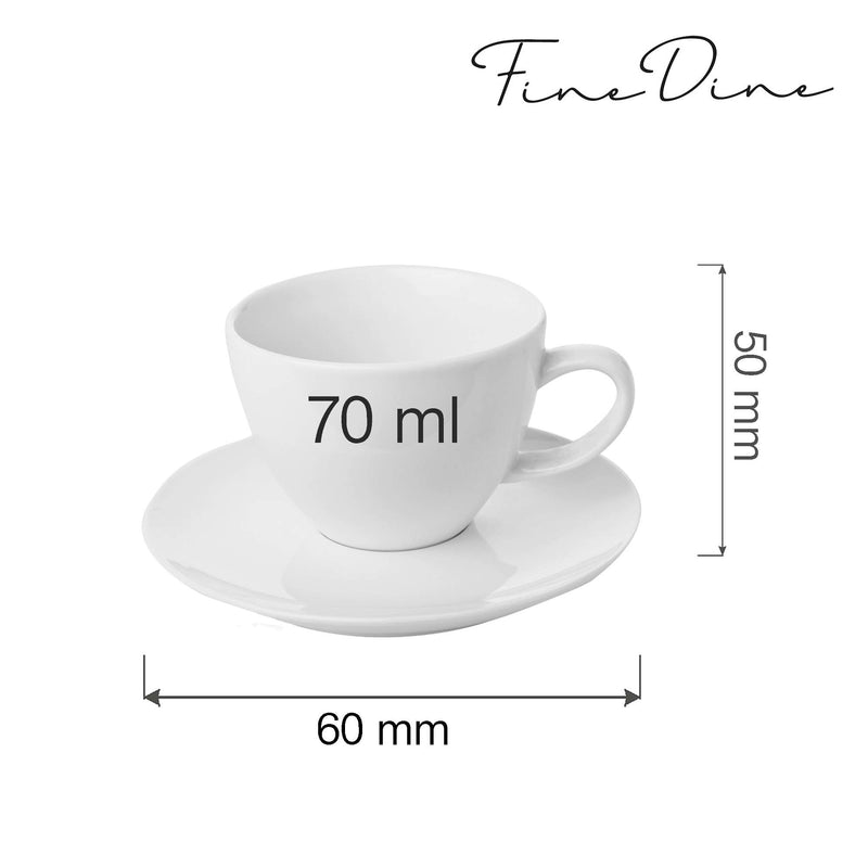 Load image into Gallery viewer, Fine Dine Bianco elegant 70ml cup with matching saucer, white ceramic, stylish design perfect for tea or coffee.