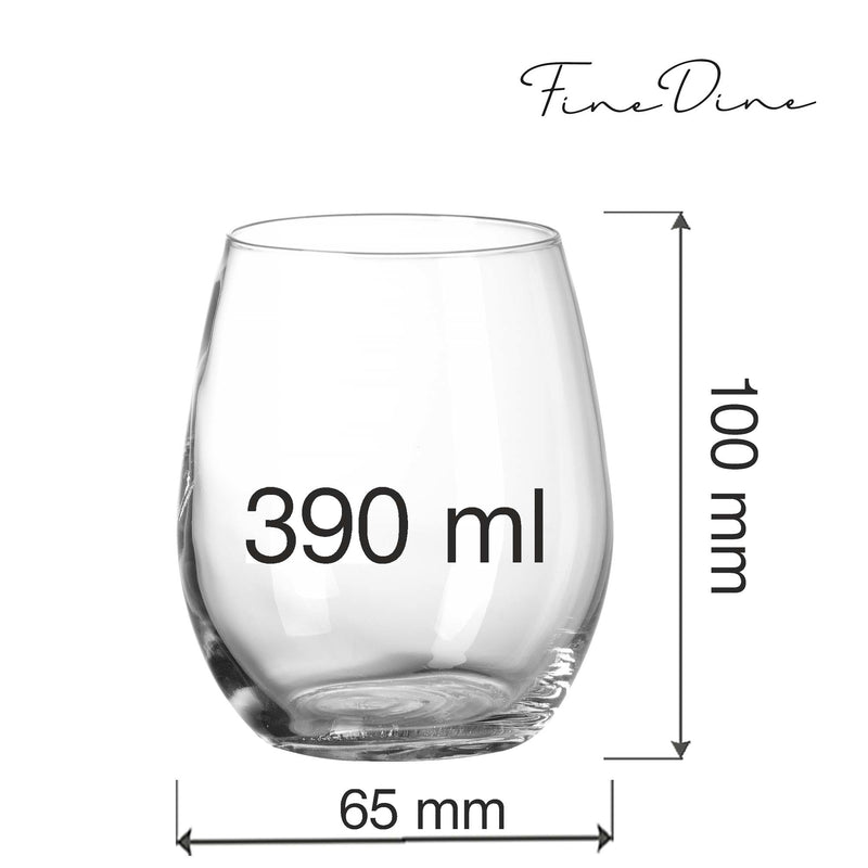 Load image into Gallery viewer, Fine Dine Cantare lowball glass, 390ml, clear glass with a smooth, rounded shape perfect for cocktails and beverages.