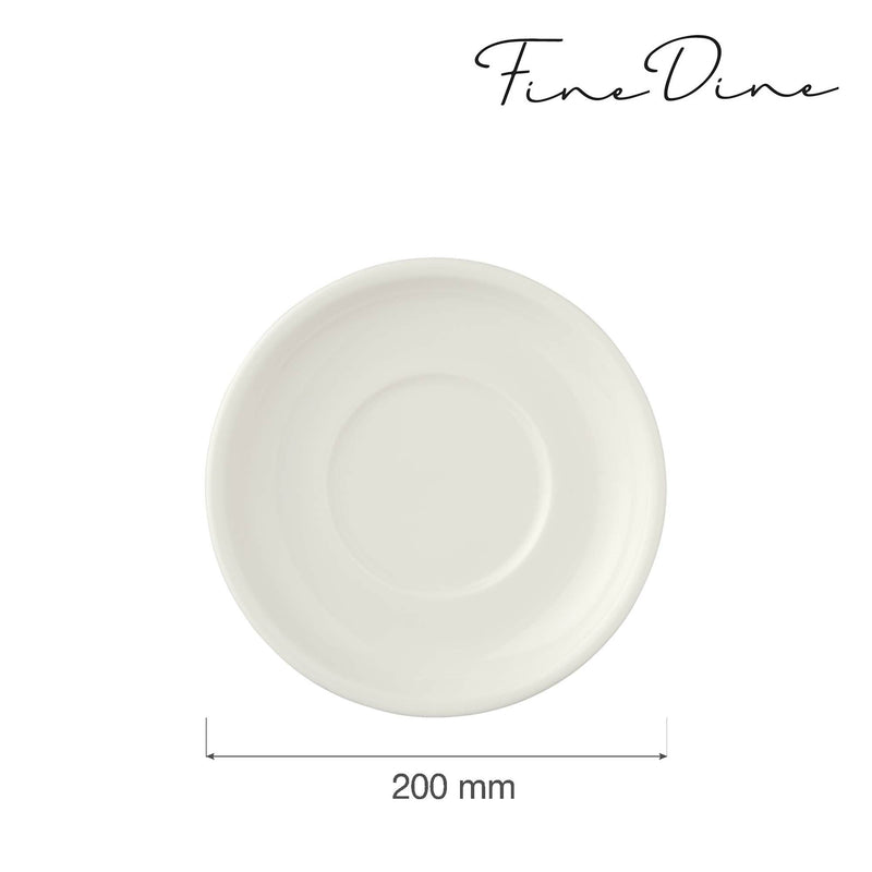Load image into Gallery viewer, Fine Dine 200mm cream saucer, sauce boat saucer with smooth ceramic surface and elegant design for serving sauces.