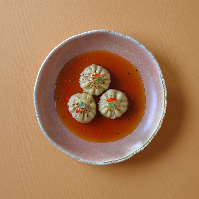 Load image into Gallery viewer, Fine Dine Rosa coupe plate, 210mm shallow ceramic plate with no rim, featuring a floral design and smooth finish.