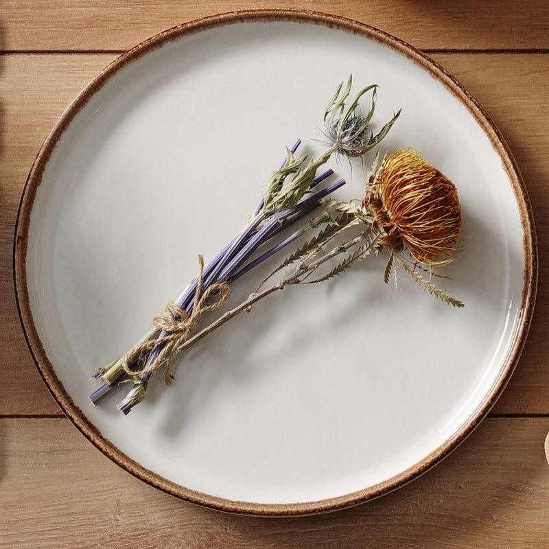 Load image into Gallery viewer, Fine Dine vanilla flat shallow plate, 300mm diameter, ceramic dinnerware with smooth surface and elegant design.