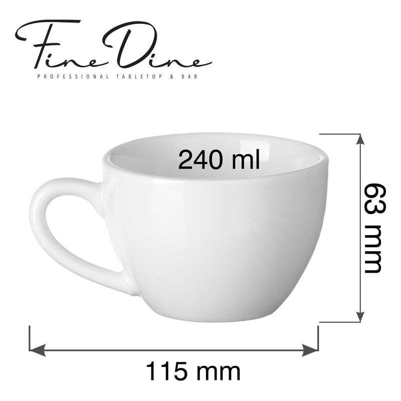 Load image into Gallery viewer, Elegant Fine Dine Pure Bianco cappuccino cup, 240ml, with a sleek white ceramic design and delicate handle.