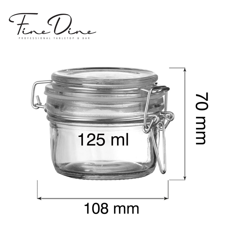 Load image into Gallery viewer, Fine Dine Vision Weck-type 125ml preserving jar with glass lid and metal clasp for home canning and storage.