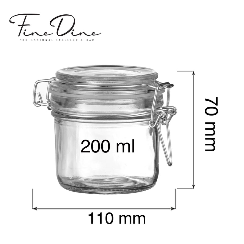 Load image into Gallery viewer, Fine Dine Vision Weck-type preserving jar, 200ml, with glass lid and metal clasp, ideal for storing homemade jams and preserves.