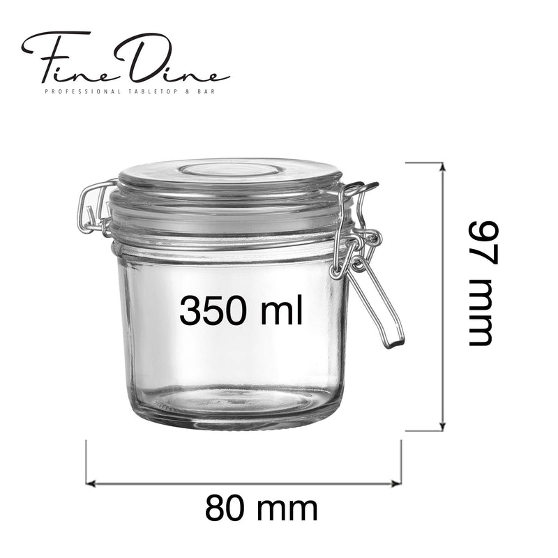 Load image into Gallery viewer, Fine Dine Vision Weck-type preserving jar, 350ml, with glass lid and metal clasp, ideal for storing and preserving food.