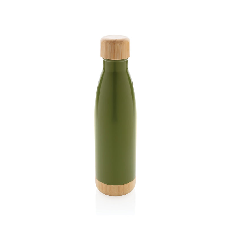 Load image into Gallery viewer, Stainless steel bottle with bamboo lid 520ml pack of 25 Green Custom Wood Designs __label: Multibuy green-stainless-steel-bottle-with-bamboo-lid-520ml-pack-of-25-53613704020311
