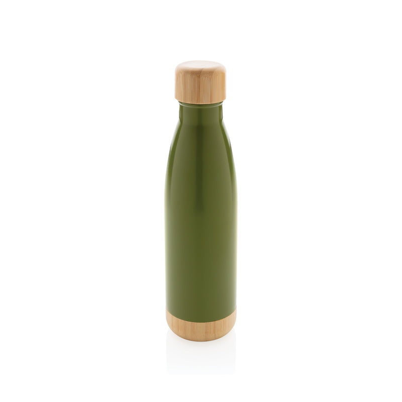 Load image into Gallery viewer, Stainless steel bottle with bamboo lid 520ml pack of 25 Green Custom Wood Designs __label: Multibuy green-stainless-steel-bottle-with-bamboo-lid-520ml-pack-of-25-53613704020311