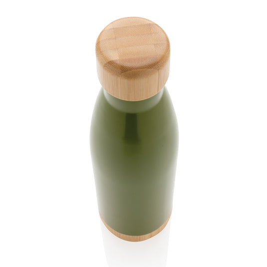 Stainless steel bottle with bamboo lid 520ml pack of 25 Custom Wood Designs __label: Multibuy green-stainless-steel-bottle-with-bamboo-lid-520ml-pack-of-25-53613705986391