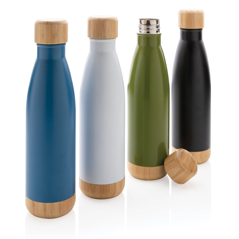 Load image into Gallery viewer, Stainless steel bottle with bamboo lid 520ml pack of 25 Custom Wood Designs __label: Multibuy green-stainless-steel-bottle-with-bamboo-lid-520ml-pack-of-25-53613707460951
