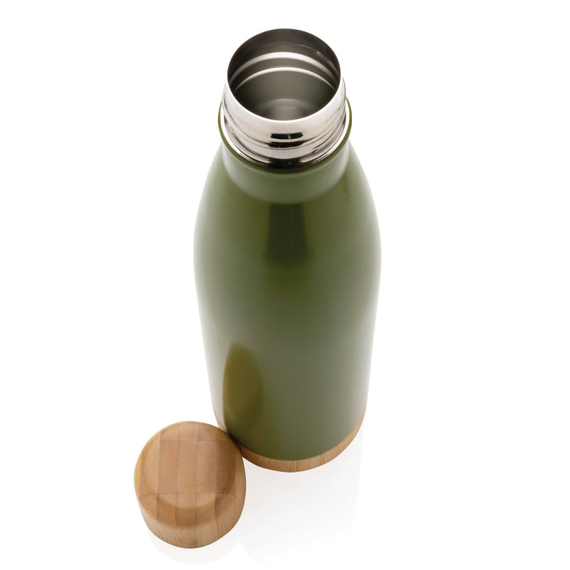 Load image into Gallery viewer, Stainless steel bottle with bamboo lid 520ml pack of 25 Custom Wood Designs __label: Multibuy green-stainless-steel-bottle-with-bamboo-lid-520ml-pack-of-25-53613708509527