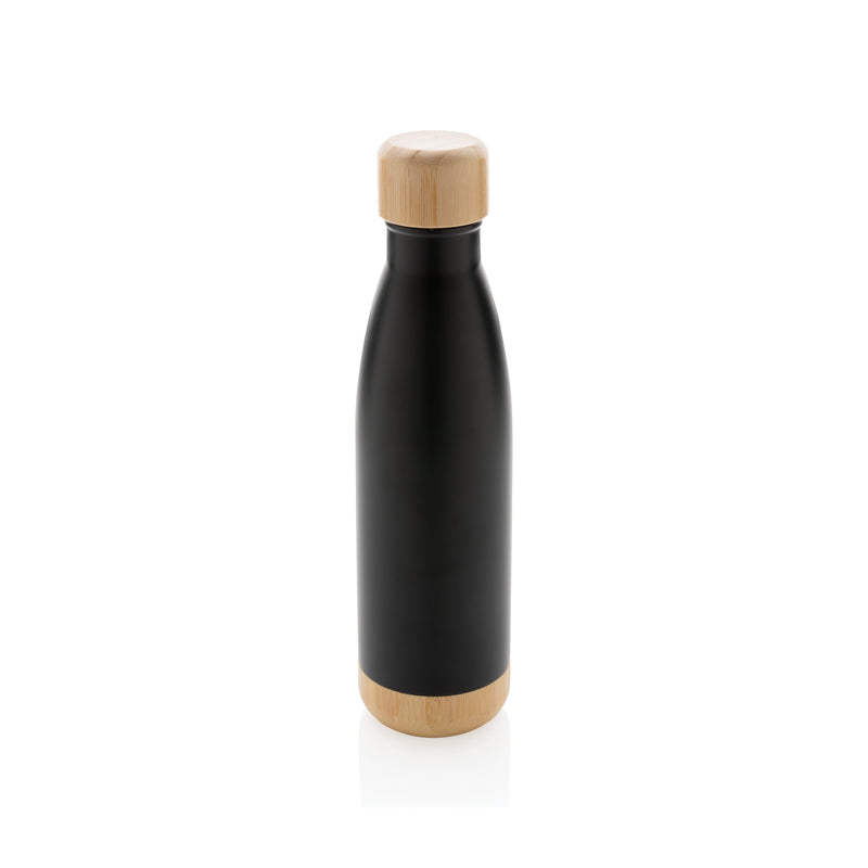 Load image into Gallery viewer, Stainless steel bottle with bamboo lid 520ml pack of 25 Black Custom Wood Designs __label: Multibuy green-stainless-steel-bottle-with-bamboo-lid-520ml-pack-of-25-53613708804439
