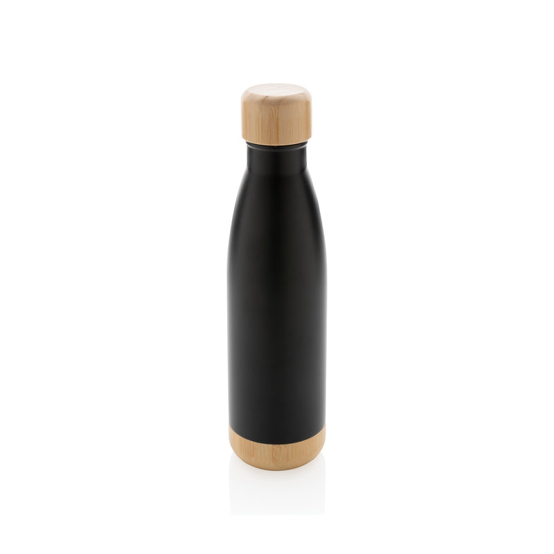 Load image into Gallery viewer, Stainless steel bottle with bamboo lid 520ml pack of 25 Black Custom Wood Designs __label: Multibuy green-stainless-steel-bottle-with-bamboo-lid-520ml-pack-of-25-53613708804439