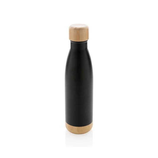 Stainless steel bottle with bamboo lid 520ml pack of 25 Black Custom Wood Designs __label: Multibuy green-stainless-steel-bottle-with-bamboo-lid-520ml-pack-of-25-53613708804439