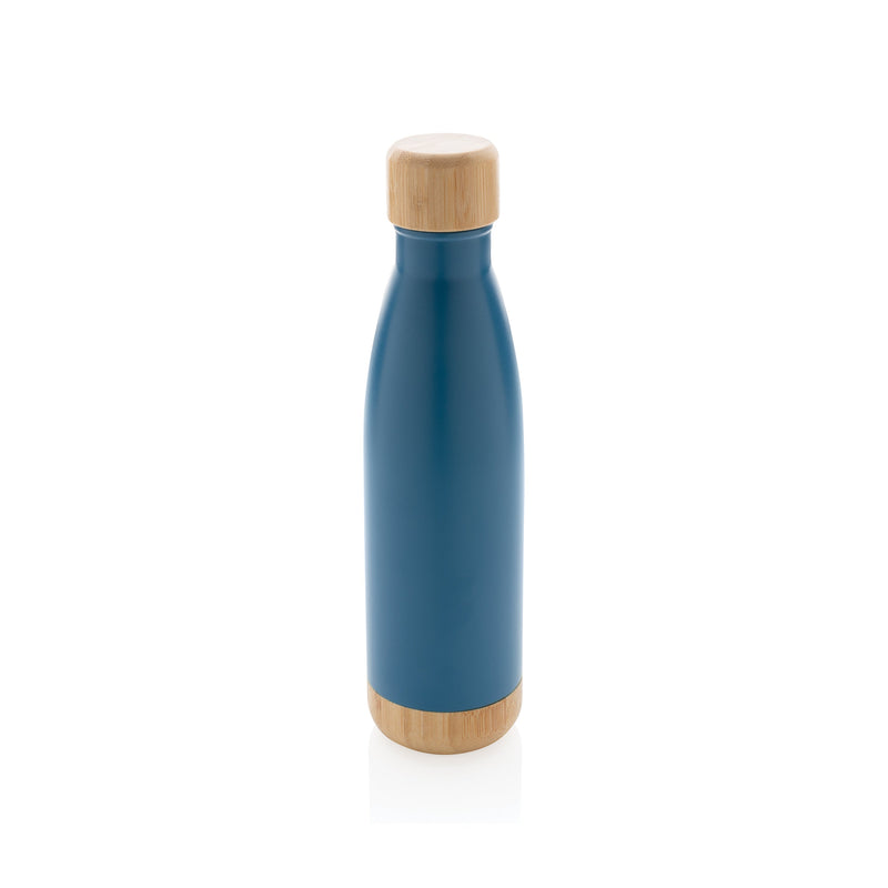 Load image into Gallery viewer, Stainless steel bottle with bamboo lid 520ml pack of 25 Blue Custom Wood Designs __label: Multibuy green-stainless-steel-bottle-with-bamboo-lid-520ml-pack-of-25-56106823254359
