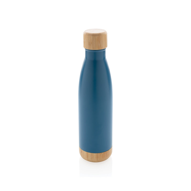 Load image into Gallery viewer, Stainless steel bottle with bamboo lid 520ml pack of 25 Blue Custom Wood Designs __label: Multibuy green-stainless-steel-bottle-with-bamboo-lid-520ml-pack-of-25-56106823254359