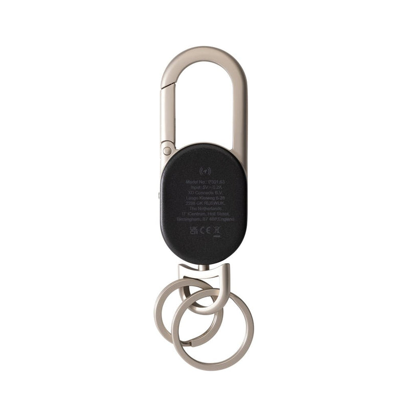 Load image into Gallery viewer, XD Collection Keyfinder Dual keychain with custom wood design, zinc alloy, for locating keys, phones, and tablets worldwide.