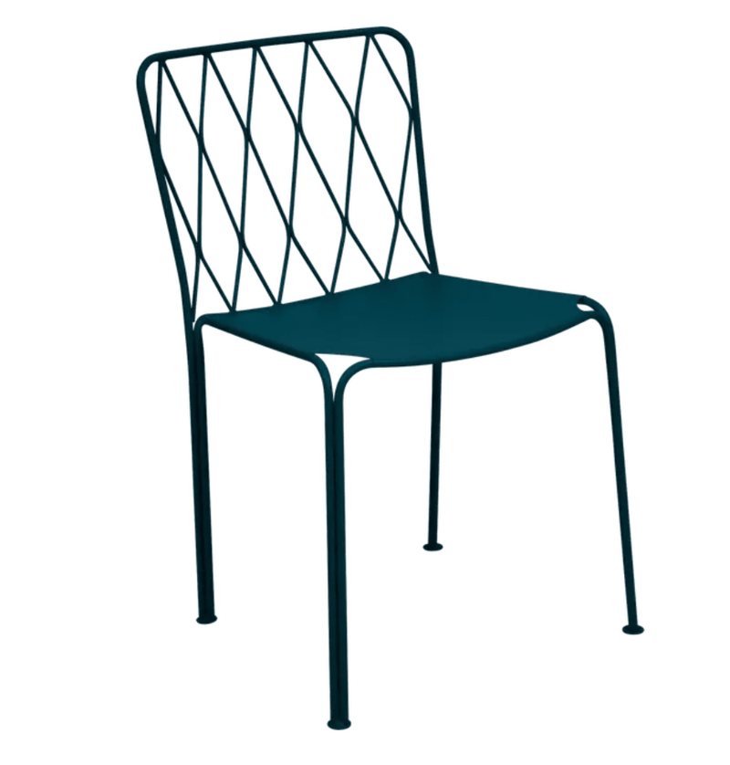 Load image into Gallery viewer, Kintbury Chair Stackable Outdoor Metal Chair - Custom Wood DesignsStackable Fermob outdoor metal chair with a sleek design, suitable for restaurant or patio use, shown in a vibrant outdoor setting.Outdoor Metal Chair Fermob24575204987351Acapulco