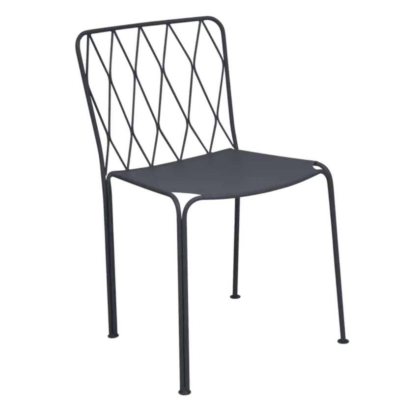 Load image into Gallery viewer, Kintbury Chair Stackable Outdoor Metal Chair - Custom Wood DesignsStacked Fermob Kintbury outdoor metal chairs in antracite white, ideal for restaurant or outdoor furniture settings.Outdoor Metal Chair Fermob24575204854583Antracite