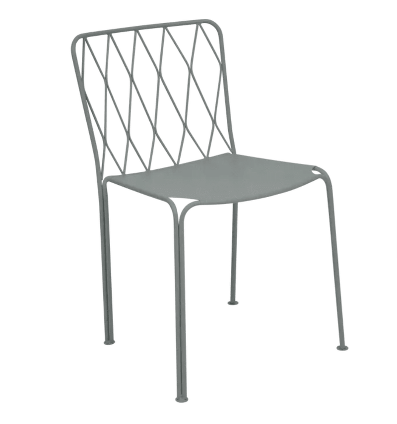 Load image into Gallery viewer, Kintbury Chair Stackable Outdoor Metal Chair - Custom Wood DesignsStackable Fermob Kintbury outdoor metal chair in lapili grey, suitable for restaurant or garden outdoor furniture.Outdoor Metal Chair Fermob24575203528599Lapili Grey