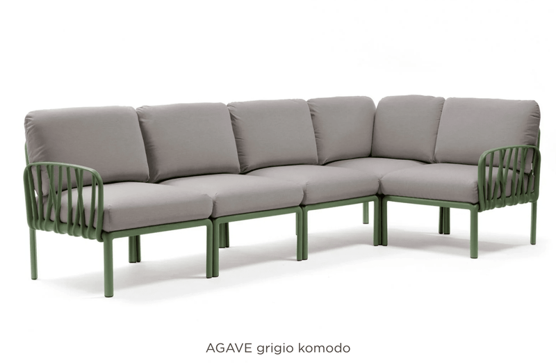 Load image into Gallery viewer, Komodo 5 Modular Outdoor Sofa - Custom Wood DesignsKomodo 5 modular outdoor sofa by Custom Wood Designs, featuring gray agave cushions and wooden frame for patio or hotel outdoor space.Komodo Nardi Outdoor Sofa24575203135319Agave Grigio Komodo