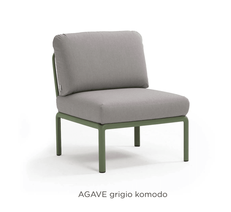 Load image into Gallery viewer, Komodo Central Sofa Module - Custom Wood DesignsNardi Komodo Central Sofa Module, outdoor patio section with agave and grogio cushions on sunbrella fabric, for Nardi outdoor furniture.Nardi Outdoor Sofa Komodo Section24575204252151Agave Grogio