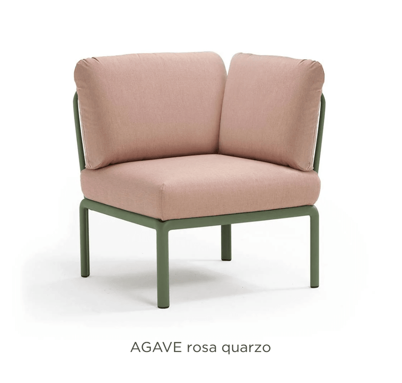 Load image into Gallery viewer, Komodo Corner Module Outdoor Sofa - Custom Wood DesignsNardi Komodo Corner Outdoor Sofa module with Agave Rosa Quarzo Sunbrella fabric, suitable for outdoor patio seating.Nardi Sofa Outddor Corner24575206783479Agave Rosa