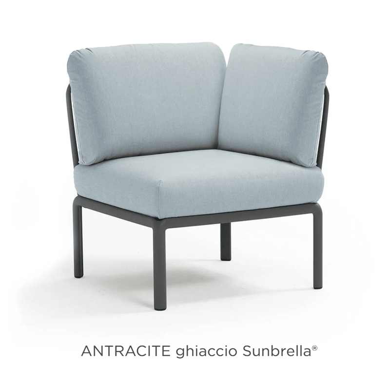 Load image into Gallery viewer, Komodo Corner Module Outdoor Sofa - Custom Wood DesignsAntracite and Ghiaccio Nardi Komodo Corner Module outdoor sofa with Sunbrella cushions, modular design, suitable for outdoor lounging.Nardi Sofa Outddor Corner24575206219639Antracite Ghiaccio