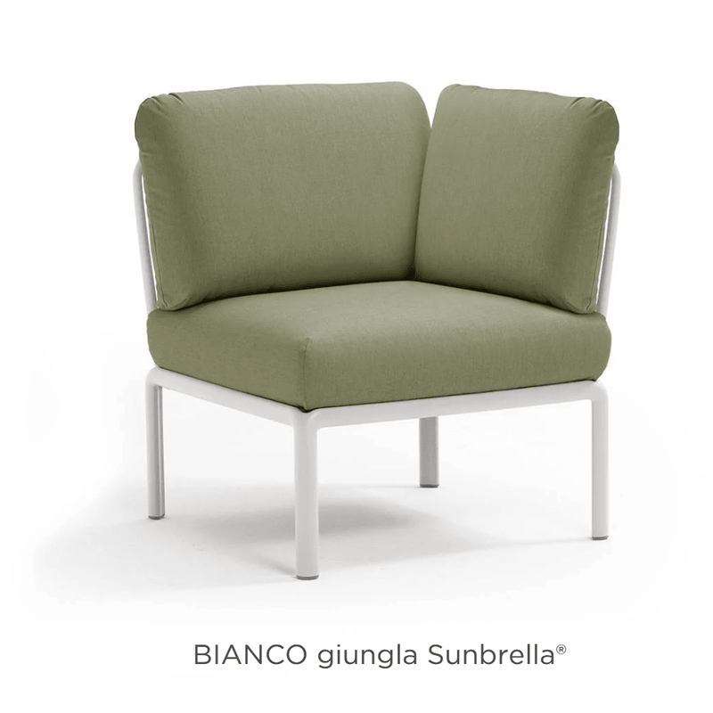 Load image into Gallery viewer, Komodo Corner Module Outdoor Sofa - Custom Wood DesignsNardi Komodo Corner Module outdoor sofa in Bianco Giungla Sunbrella fabric, modular design for outdoor lounging and relaxation.Nardi Sofa Outddor Corner24575205623031Bianco Goiungla
