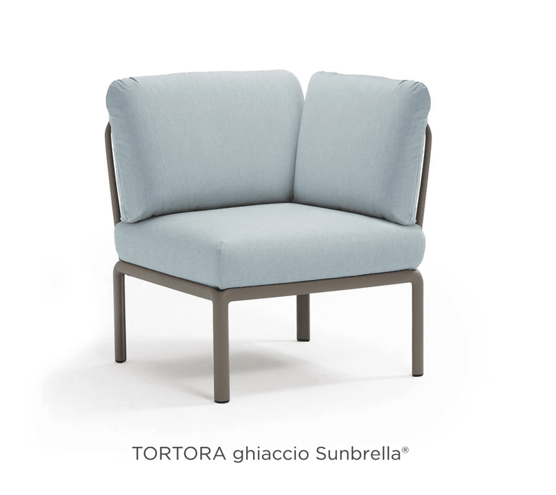 Load image into Gallery viewer, Komodo Corner Module Outdoor Sofa - Custom Wood DesignsNardi Komodo outdoor corner sofa module with taupe Sunbrella fabric, featuring plush cushions and a modern outdoor seating design.Nardi Sofa Outddor Corner24575204993655Tortora Ghaccio