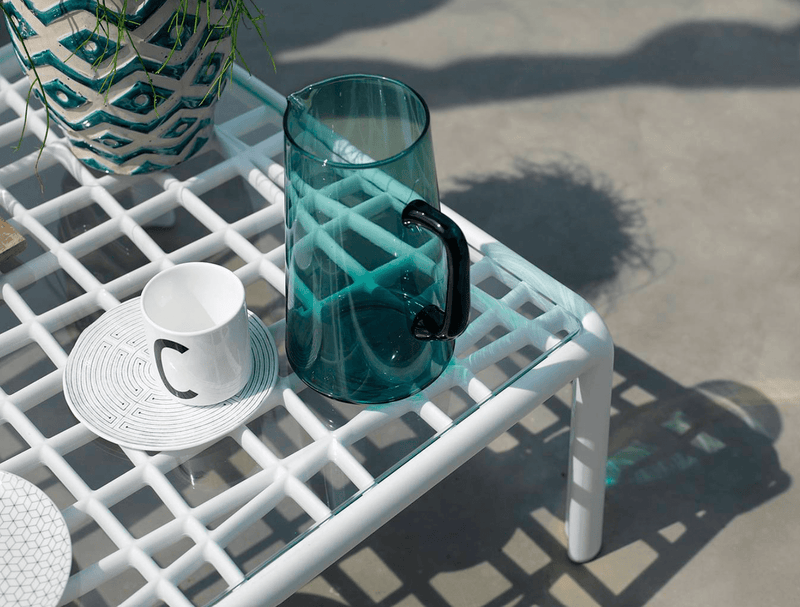 Load image into Gallery viewer, Komodo Tavolino Vetro Glass Outdoor Table - Custom Wood DesignsNardi Komodo Tavolino Vetro glass outdoor table with white top, designed for patio use, outdoor Nardi furniture in Ireland.Outdoor Nardi Table Komodo24575200623511Tortora Vetro