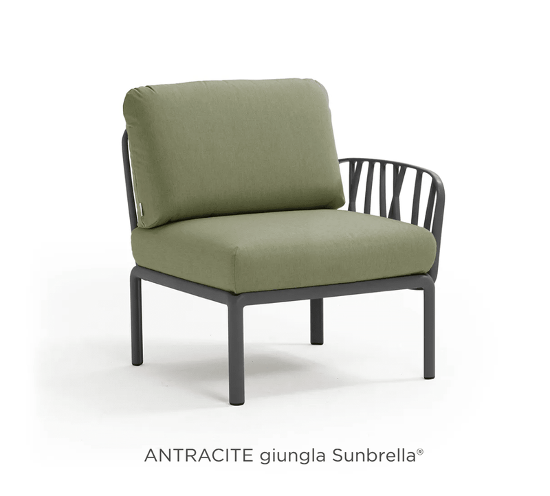 Load image into Gallery viewer, Komodo Terminal Module Outdoor Sofa - Custom Wood DesignsNardi Komodo Terminal Module outdoor sofa in anthracite Sunbrella fabric, modern design, suitable for outdoor patio or garden spaces.Nardi Outdoor Sofa Komodo24575209334551Antracite Ginula Sunbrella