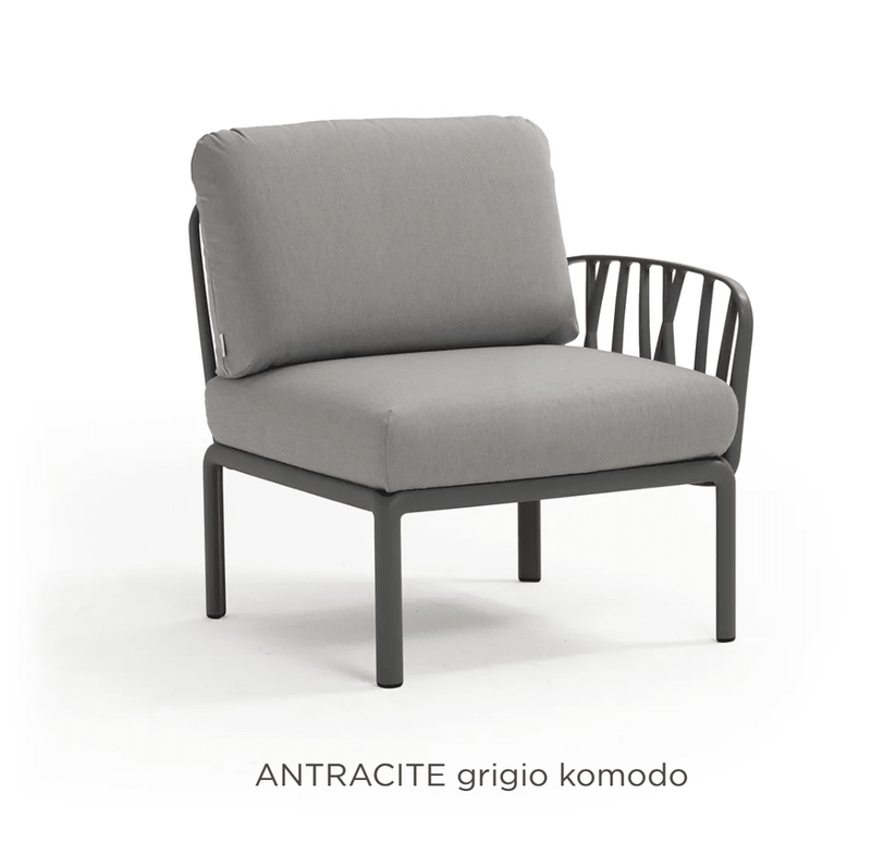 Load image into Gallery viewer, Komodo Terminal Module Outdoor Sofa - Custom Wood DesignsNardi Komodo Terminal Module outdoor sofa in anthracite and gray Sunbrella fabric, modular outdoor seating for patio or garden.Nardi Outdoor Sofa Komodo24575209201783Antracite Grigio
