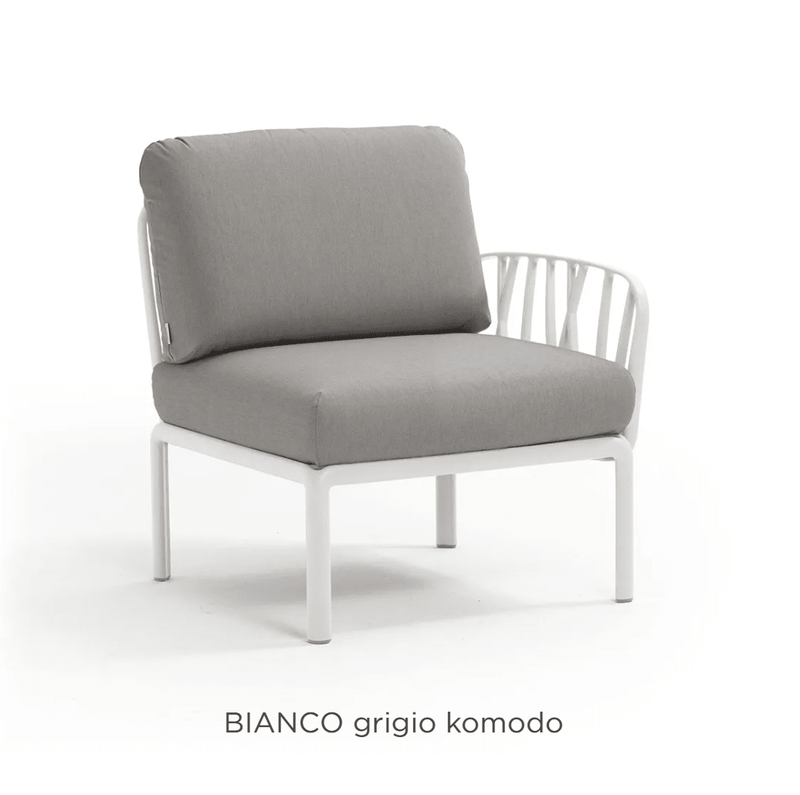 Load image into Gallery viewer, Komodo Terminal Module Outdoor Sofa - Custom Wood DesignsNardi Komodo Terminal Module outdoor sofa in Bianco Grigio, showcasing a modern, modular outdoor seating design with cushions.Nardi Outdoor Sofa Komodo24575208439639Bianco Grigio