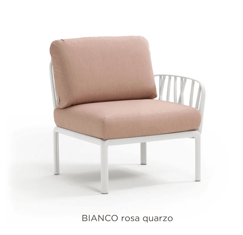 Load image into Gallery viewer, Komodo Terminal Module Outdoor Sofa - Custom Wood DesignsNardi Komodo Terminal Module outdoor sofa in Bianco Rosa Quarzo Sunbrella fabric, showcasing its modular design and comfortable seating.Nardi Outdoor Sofa Komodo24575208306871Bianco Rosa Quarzo